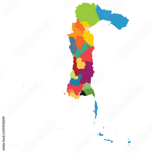Detailed vector map of South Sulawesi (Sulawesi Selatan) province with 24 regencies.
