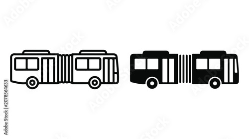 Articulated Bus Icons Transportation Concept for Mobile Ui and Web Design