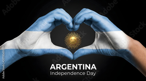 Argentina Independence Day Heart Hands with National Flag Patriotic Celebration Concept
