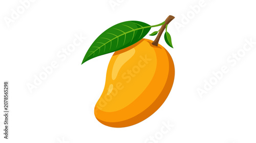 Fresh Organic Pear with Green Leaves Vector Illustration Isolated on White Background, Healthy Sweet Juicy Fruit Nature Design