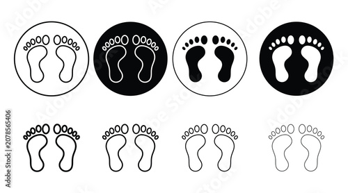 Konstfotografi A collection of various footprints and icons are shown side by side on a plain s