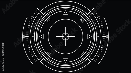 Futuristic hud display target crosshair sniper radar cyber technology ui vector element graphic illustration