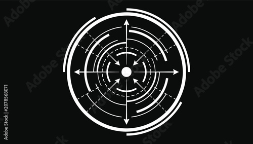 Futuristic hud interface radar target abstract circle technology ui graphic element vector illustration