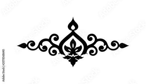 Black ornate border, decorative frame, elegant design element, vector flourish