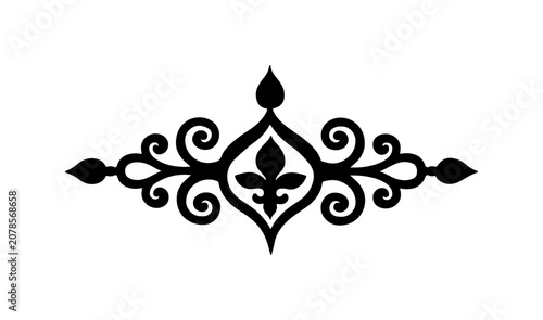 Black ornate border, decorative frame, elegant design element, vector flourish