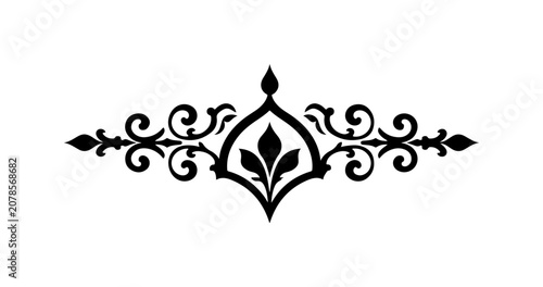 Black ornate border, decorative frame, elegant design element, vector flourish