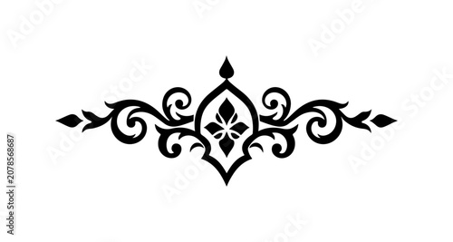 Black ornate border, decorative frame, elegant design element, vector flourish