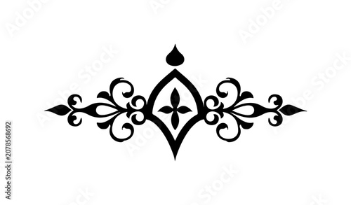 Black ornate border, decorative frame, elegant design element, vector flourish