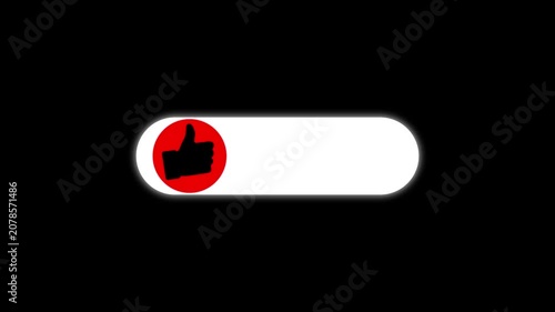 social media like button with text and icon animation. Isolated on a black background with an alpha channel 4k video.