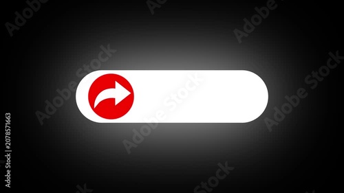 social media share button with text and icon animation. Isolated on a black background with an alpha channel 4k video.