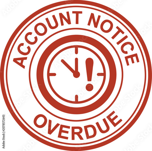 Canvas Print Account notice overdue stamp with clock and exclamation mark symbol graphic