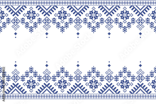 Cross Stitch Pattern concept folk embroidery seamless texture, rustic ornament motif. Design for: fabric, fashion, decor, blanket. Pattern charm woven art. I drew this by myself, it’s not AI generated