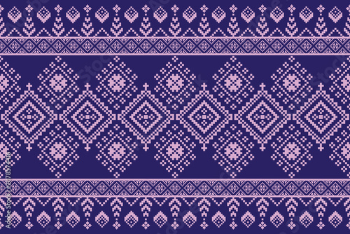 Cross Stitch Pattern concept folk embroidery seamless texture, rustic ornament motif. Design for: fabric, fashion, decor, blanket. Pattern charm woven art. I drew this by myself, it’s not AI generated