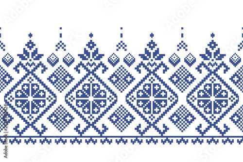 Cross Stitch Pattern concept folk embroidery seamless texture, rustic ornament motif. Design for: fabric, fashion, decor, blanket. Pattern charm woven art. I drew this by myself, it’s not AI generated