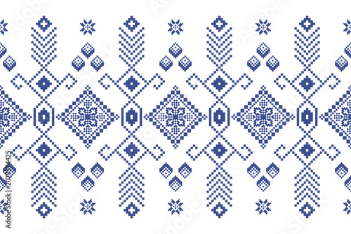 Cross Stitch Pattern concept folk embroidery seamless texture, rustic ornament motif. Design for: fabric, fashion, decor, blanket. Pattern charm woven art. I drew this by myself, it’s not AI generated