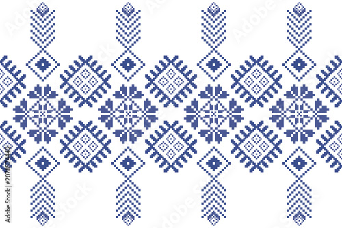 Cross Stitch Pattern concept folk embroidery seamless texture, rustic ornament motif. Design for: fabric, fashion, decor, blanket. Pattern charm woven art. I drew this by myself, it’s not AI generated