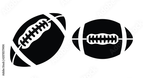 Foto Two American football silhouettes in differing orientations against a white back