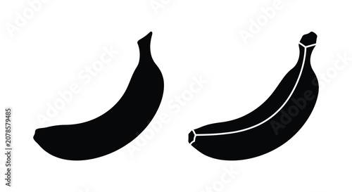 Εκτύπωση καμβά Two black banana silhouettes are displayed against a white background showcasing