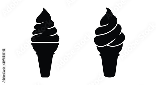 Photos Two black ice cream cone silhouettes against a white background a simple graphic