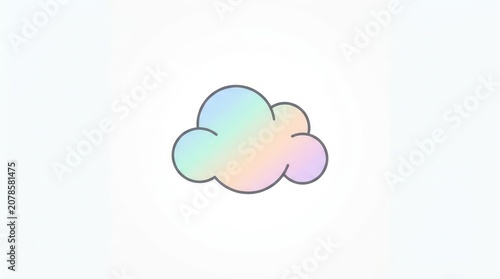 Pastel cloud shape illustration with smooth rainbow gradient effect on plain background.