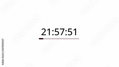 One day countdown timer animation in one minute with transparent background, 24 hours countdown in 60 second with alpha channel in 4k.