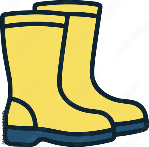 Foto Yellow Rubber Boots Icon - Waterproof Footwear for Rainy Weather