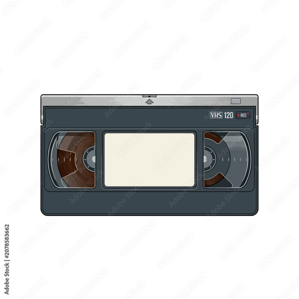 Naklejka premium Vector illustration recreate image of a VHS tape on a white background