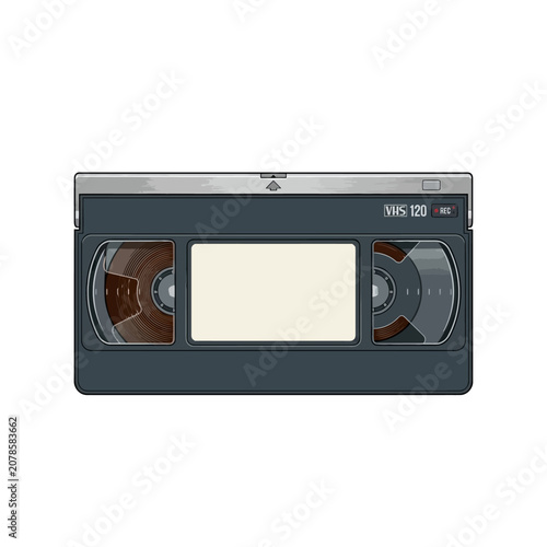 Vector illustration recreate image of a VHS tape on a white background