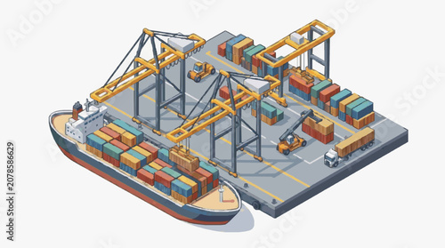 Port Container Ship Loading Operations.