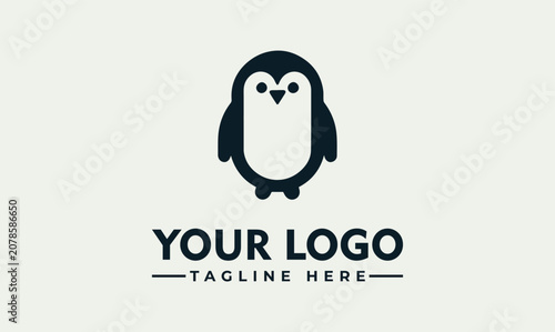 Konstfotografi Minimalist penguin animal vector logo illustration for creative branding and mod
