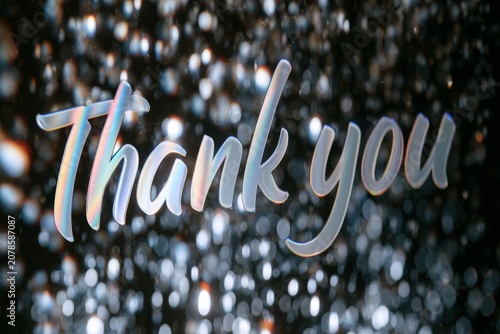 Rainbow “Thank You” Calligraphy Typography with Soft Bokeh Light Background

Description: