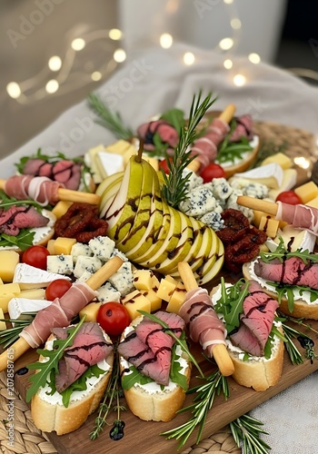 Elegant Assorted Appetizer Platter with Fresh Ingredients.