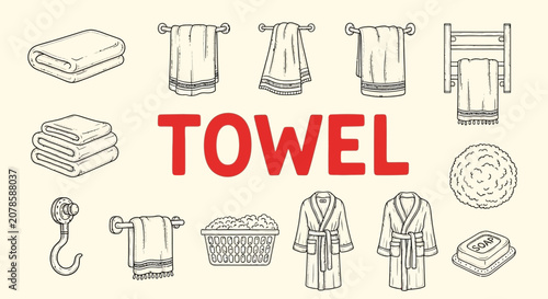 Foto Towel and bathroom linen illustrations.