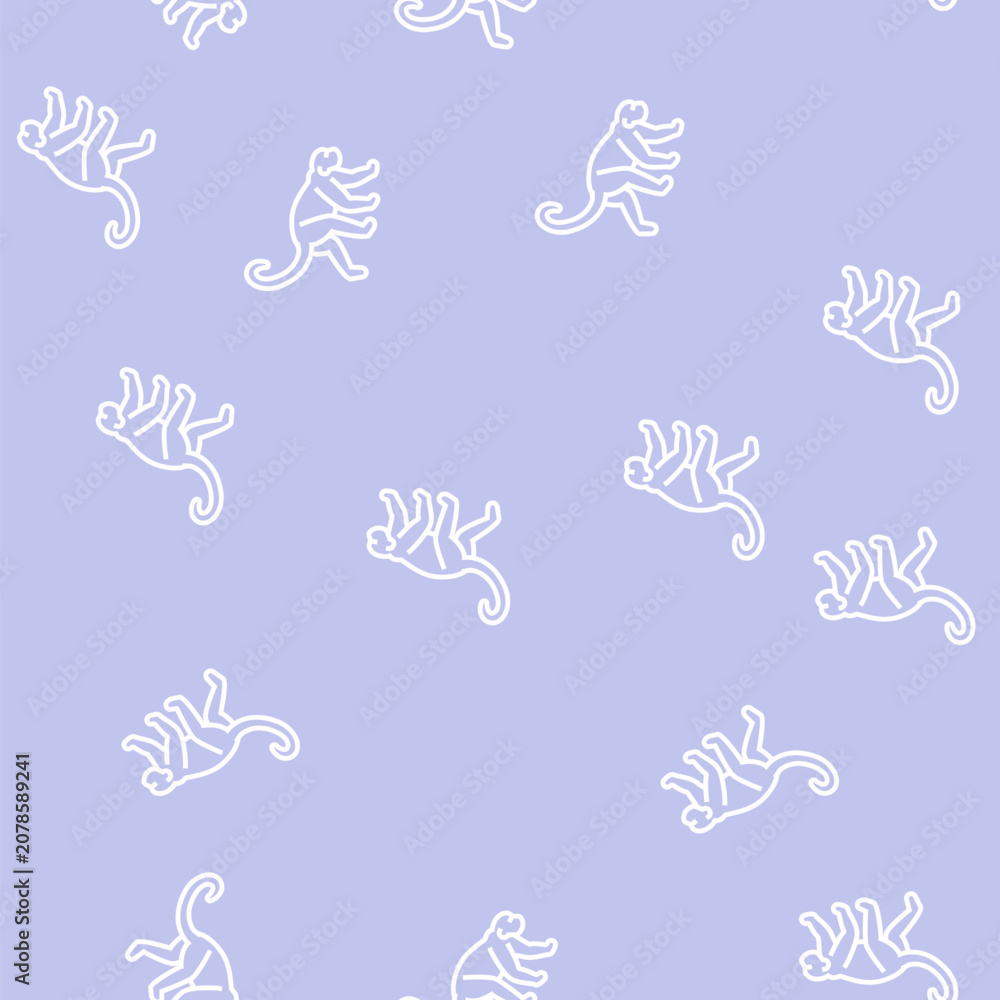 Fototapeta premium monkey animal in zoo vector line seamless pattern monkey animal in zoo sign illustration