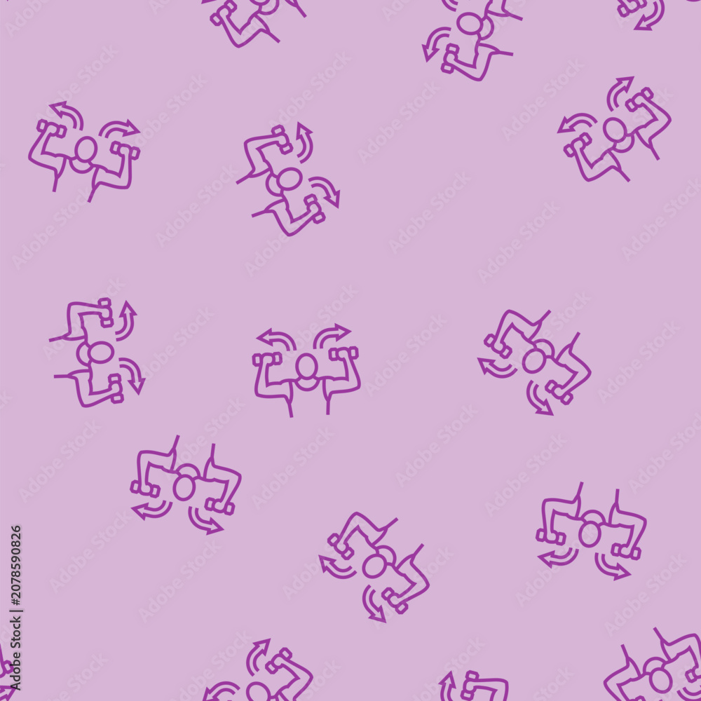 Obraz premium dumbbell rotational arrow vector line seamless pattern dumbbell rotational arrow sign illustration