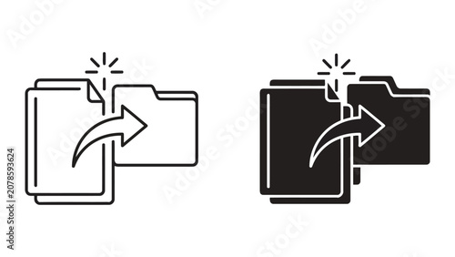 File transfer and document management icon set with transfer document download