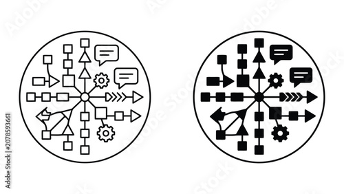 Circular business workflow infographic icons set with infographic, workflow