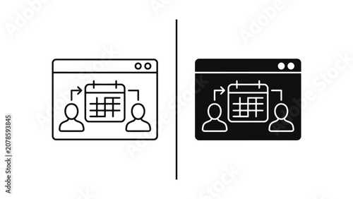 Team schedule and project calendar management interface icons with calendar