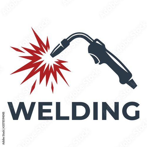 Quadro su tela Welding torch with red spark isolated on white background icon
