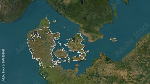 3D animated map of Denmark with Flag and borders 00:15