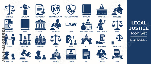 Obraz na płótnie Set of legal justice icons.