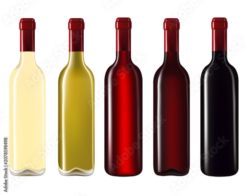 Wine bottles isolated on white