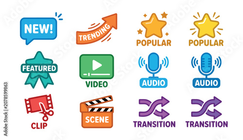 Bild auf Leinwand Multimedia Icons for Video Production.