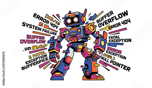 Tableau sur toile Robot With Error Messages.