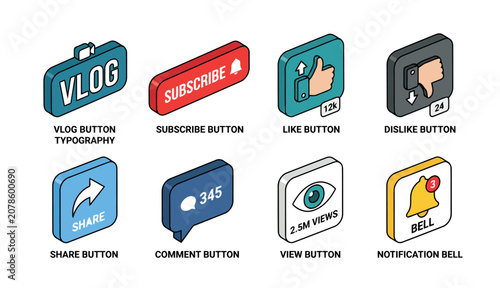 Bild auf Leinwand Social media button icons set.