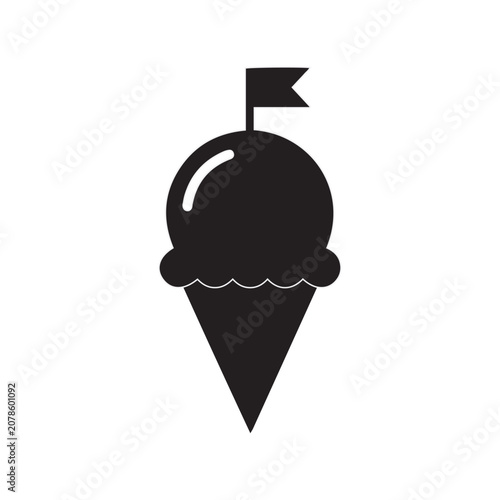 Ice Cream Scoop Icon Black and White Vector Illustration