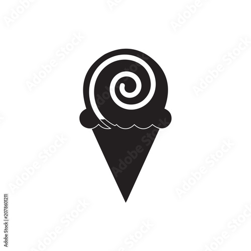 Ice Cream Scoop Icon Black and White Vector Illustration