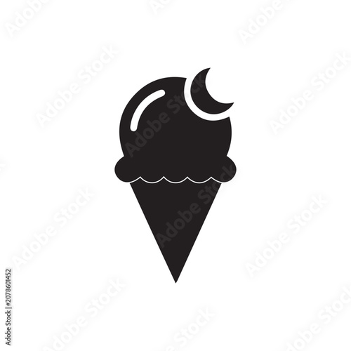 Ice Cream Scoop Icon Black and White Vector Illustration