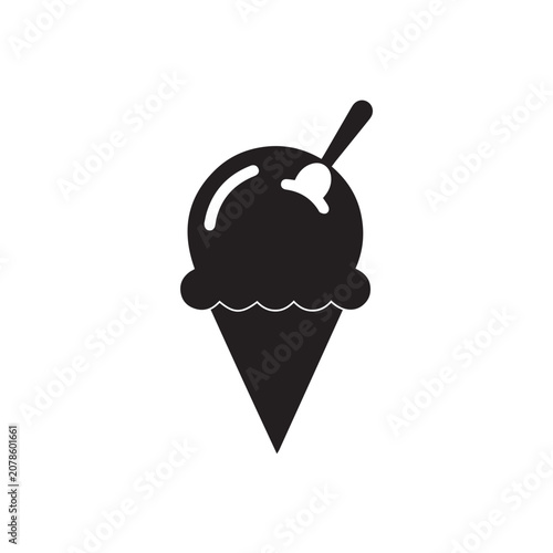Ice Cream Scoop Icon Black and White Vector Illustration
