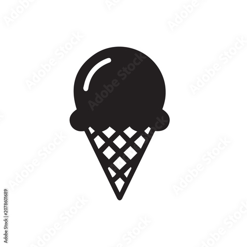Ice Cream Scoop Icon Black and White Vector Illustration